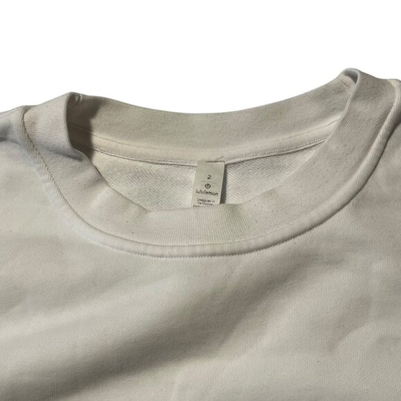 Lululemon Perfectly Oversized Cropped Crewneck Sweatshirt Casual White Women's 2 - Picture 3 of 8